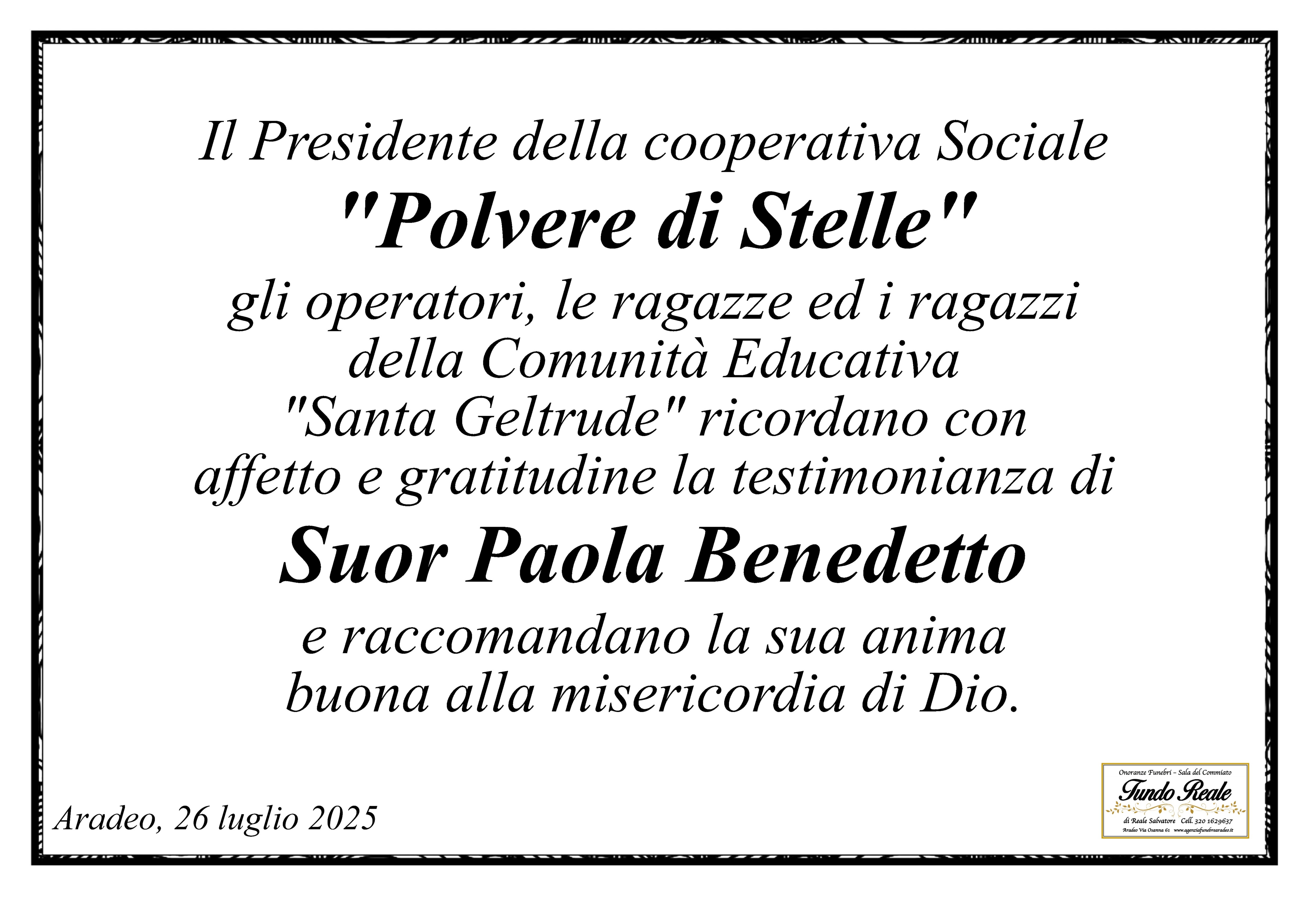 Suor Paola Benedetto